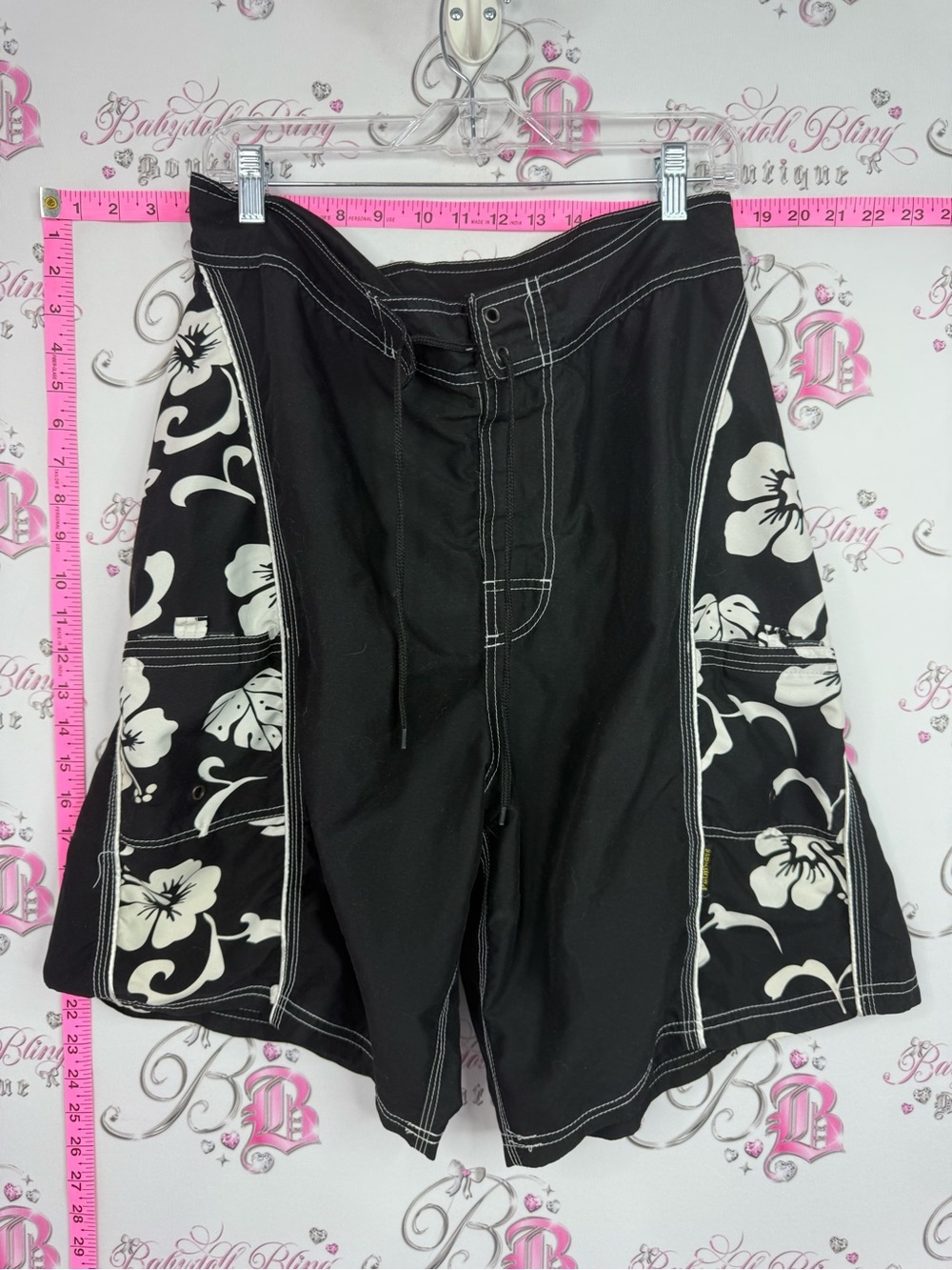 PALM WAVE shorts swim black Floral-Panel Men’s Board Shorts